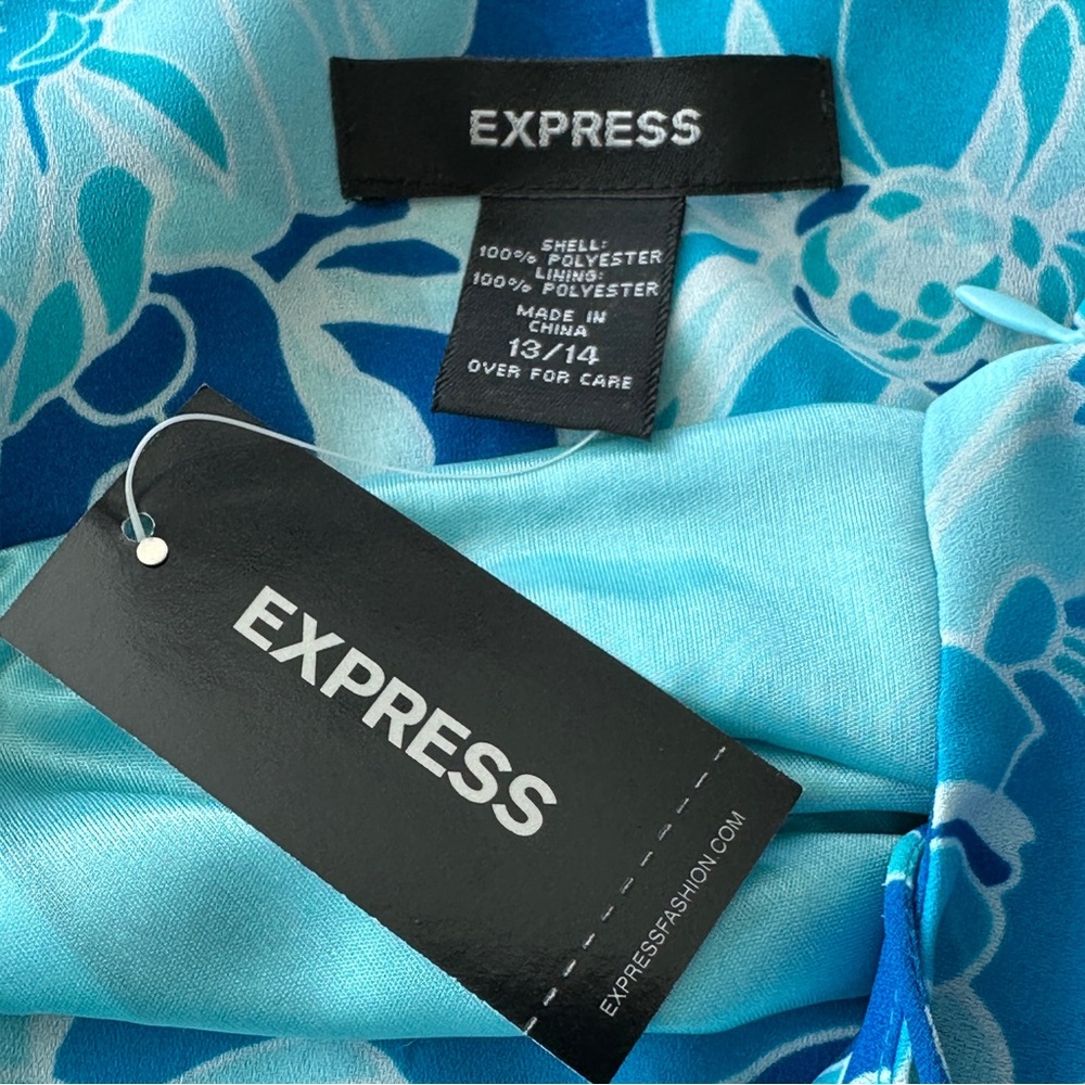 NWT Express Y2K VTG babydoll Floral Blue coquette Dress Whimsigoth - Picture 4 of 14